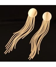 Simple Long Tassel Fashion Design Round Ear Studs - Golden