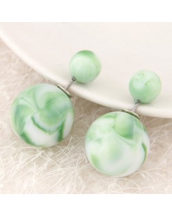 Candy Color Marble Grain Big and Small Balls Design Fashion Ear Studs - Green