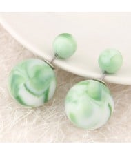 Candy Color Marble Grain Big and Small Balls Design Fashion Ear Studs - Green