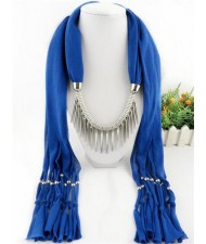 Punk Fashion Long Rivets Tassels Scarf Necklace - Light Khaki