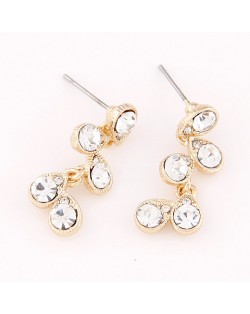 Czech Rhinestone Inlaid Sweet Golden Twig Ear Studs