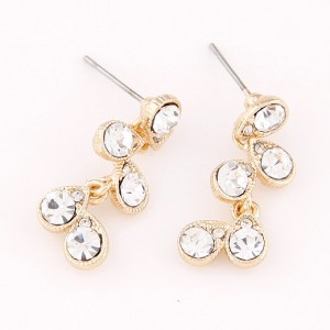 Czech Rhinestone Inlaid Sweet Golden Twig Ear Studs