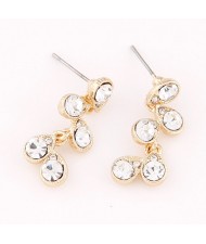 Czech Rhinestone Inlaid Sweet Golden Twig Ear Studs