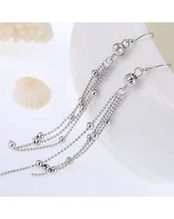 Delicate Beads Tassel Fashion Platinum Plated Copper Earrings