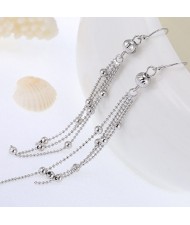 Delicate Beads Tassel Fashion Platinum Plated Copper Earrings
