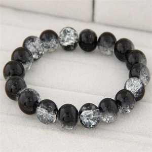 Korean Fashion Simple Style Glass Beads Bracelet - Black
