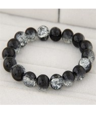 Korean Fashion Simple Style Glass Beads Bracelet - Black