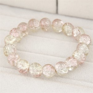 Korean Fashion Simple Style Glass Beads Bracelet - LIght Khaki