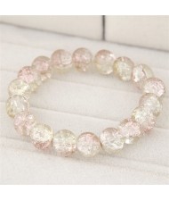 Korean Fashion Simple Style Glass Beads Bracelet - LIght Khaki