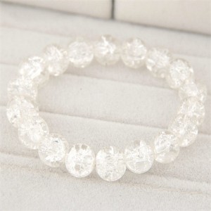 Korean Fashion Simple Style Glass Beads Bracelet - White