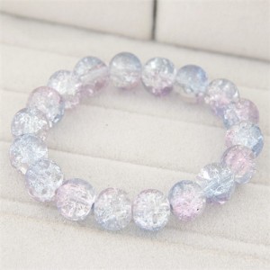 Korean Fashion Simple Style Glass Beads Bracelet - Light Blue