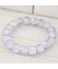 Korean Fashion Simple Style Glass Beads Bracelet - Light Blue