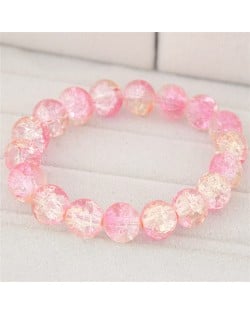 Korean Fashion Simple Style Glass Beads Bracelet - Pink