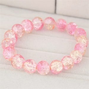 Korean Fashion Simple Style Glass Beads Bracelet - Pink
