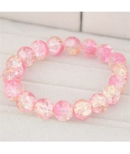 Korean Fashion Simple Style Glass Beads Bracelet - Pink