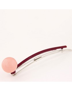 Korean Fashion Candy Color Ball Decorated Hair Clip - Pink