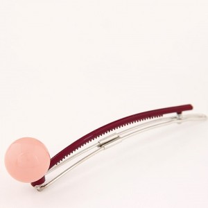 Korean Fashion Candy Color Ball Decorated Hair Clip - Pink