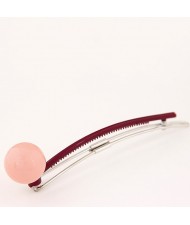 Korean Fashion Candy Color Ball Decorated Hair Clip - Pink
