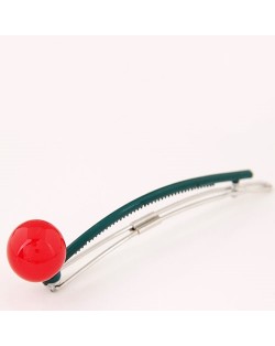 Korean Fashion Candy Color Ball Decorated Hair Clip - Red
