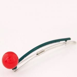 Korean Fashion Candy Color Ball Decorated Hair Clip - Red