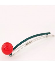 Korean Fashion Candy Color Ball Decorated Hair Clip - Red