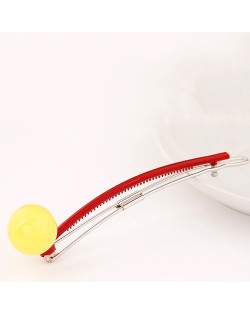 Korean Fashion Candy Color Ball Decorated Hair Clip - Yellow