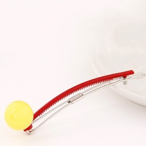 Korean Fashion Candy Color Ball Decorated Hair Clip - Yellow