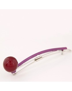 Korean Fashion Candy Color Ball Decorated Hair Clip - Dark Red