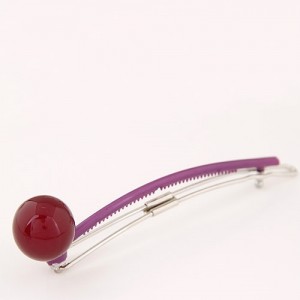 Korean Fashion Candy Color Ball Decorated Hair Clip - Dark Red
