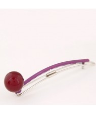 Korean Fashion Candy Color Ball Decorated Hair Clip - Dark Red