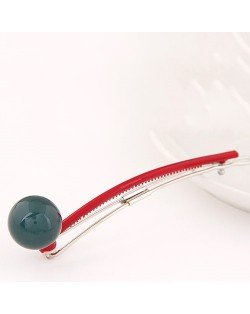 Korean Fashion Candy Color Ball Decorated Hair Clip - Ink Green