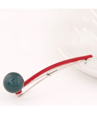 Korean Fashion Candy Color Ball Decorated Hair Clip - Ink Green