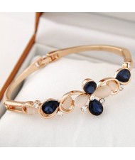 Sweet Opal and Glass Gem Inlaid Clover Fashion Bangle