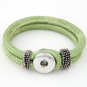Studs and Button Decoration Design Snakeskin Texture Leather Bracelet - Green