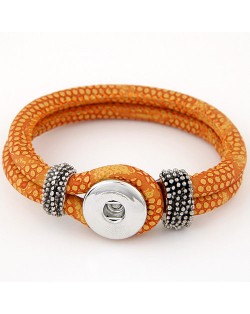 Studs and Button Decoration Design Snakeskin Texture Leather Bracelet - Orange
