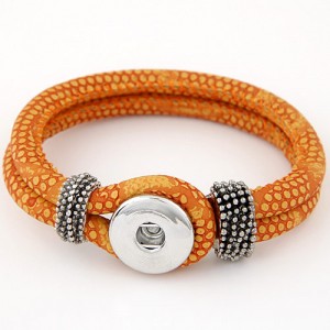 Studs and Button Decoration Design Snakeskin Texture Leather Bracelet - Orange