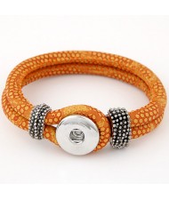 Studs and Button Decoration Design Snakeskin Texture Leather Bracelet - Orange