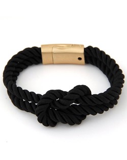 Knot Style Magnetic Buckle Rope Bracelet - Black