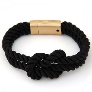 Knot Style Magnetic Buckle Rope Bracelet - Black