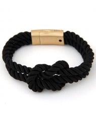 Knot Style Magnetic Buckle Rope Bracelet - Black