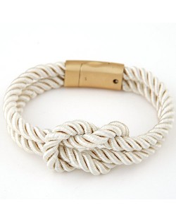 Knot Style Magnetic Buckle Rope Bracelet - White