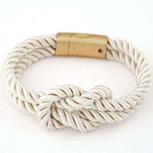 Knot Style Magnetic Buckle Rope Bracelet - White