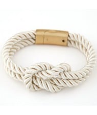 Knot Style Magnetic Buckle Rope Bracelet - White