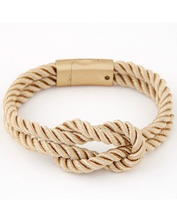 Knot Style Magnetic Buckle Rope Bracelet - Khaki