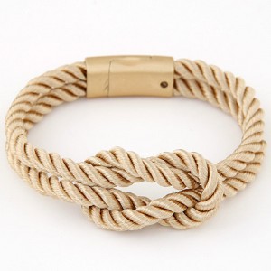 Knot Style Magnetic Buckle Rope Bracelet - Khaki