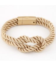 Knot Style Magnetic Buckle Rope Bracelet - Khaki