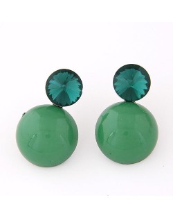 Resin Gem Decorated Candy Ball Fashion Ear Studs - Green