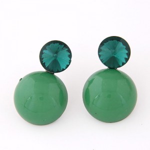 Resin Gem Decorated Candy Ball Fashion Ear Studs - Green