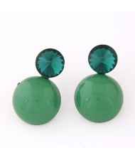 Resin Gem Decorated Candy Ball Fashion Ear Studs - Green