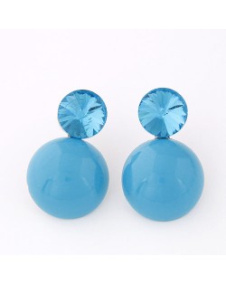 Resin Gem Decorated Candy Ball Fashion Ear Studs - Blue